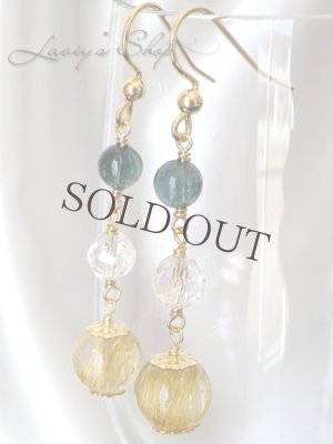 画像7: ゴールデンルチルとインディコライトのデザインピアス