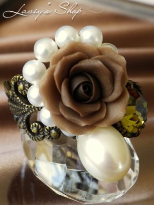 画像3: クラシカルローズと上質パールのアンティークデザインリング