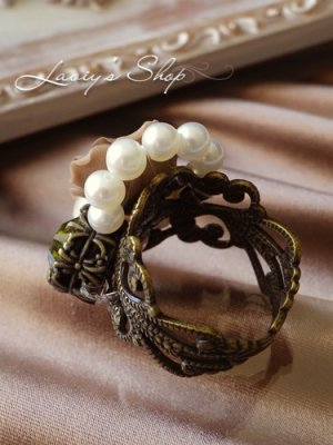 画像4: クラシカルローズと上質パールのアンティークデザインリング