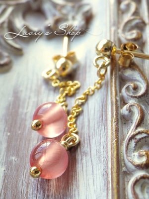 画像6: SAグレード！アルゼンチン産インカローズの1粒チェーンピアス