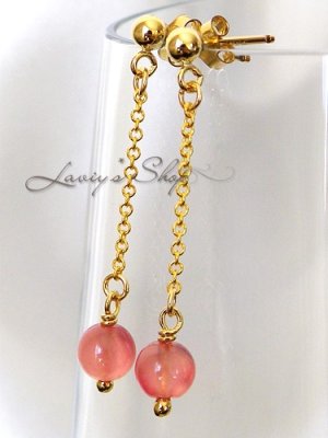 画像8: SAグレード！アルゼンチン産インカローズの1粒チェーンピアス