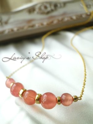 画像4: SAグレード！計10ct.アルゼンチン産インカローズのUラインネックレス