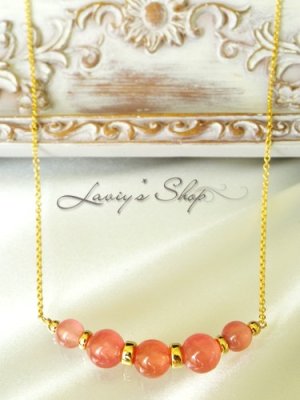 画像5: SAグレード！計10ct.アルゼンチン産インカローズのUラインネックレス