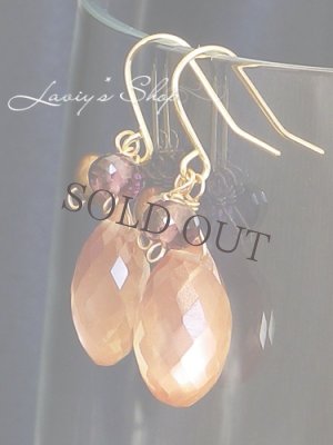 画像7: K18/オレゴンサンストーンと小粒Gemのデザインピアス