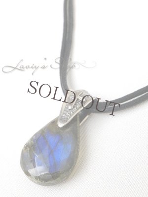 画像7: ユニセックスサイズ/大粒ラブラドライトのワックスコードネックレス