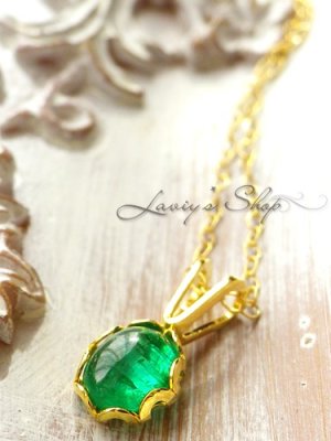 画像5: コロンビア産宝石エメラルドカボションの1粒ネックレス