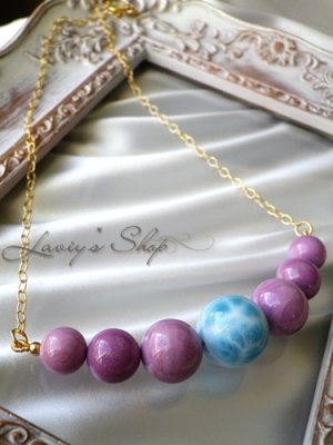 画像2: 大珠高品質ラリマールとフォスフォシデライトのネックレス