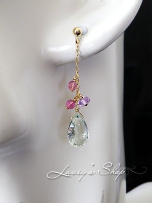 画像6: コンケイヴカットグリーンアメジストとパステルGemのピアス