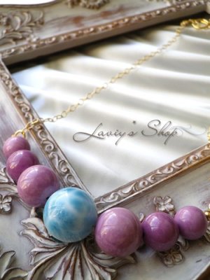 画像1: 大珠高品質ラリマールとフォスフォシデライトのネックレス
