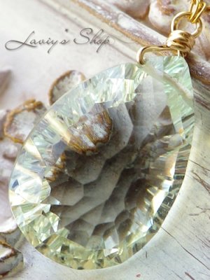 画像5: コンケイヴカットグリーンアメジストとパステルGemのネックレス(2)