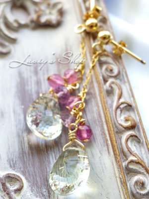 画像5: コンケイヴカットグリーンアメジストとパステルGemのピアス