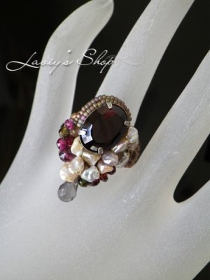 画像8: 大粒ロードライトガーネットと芥子パールのデコレーションリング