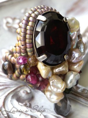 画像7: 大粒ロードライトガーネットと芥子パールのデコレーションリング