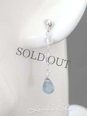 画像7: サンタマリアアクアマリンとブルームーンのIラインピアス