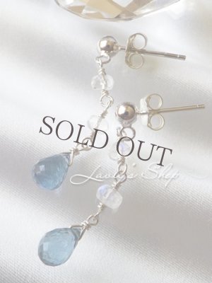 画像2: サンタマリアアクアマリンとブルームーンのIラインピアス