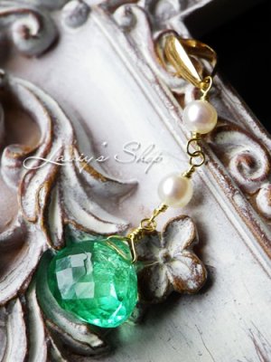 画像4: K18/コロンビア産エメラルドと小粒パールのペンダントトップ