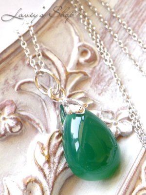 画像2: ぽってりグリーンオニキスの1粒ネックレス