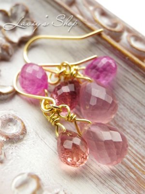画像5: K18/3color pink gem のピアス