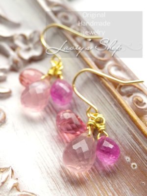 画像4: K18/3color pink gem のピアス
