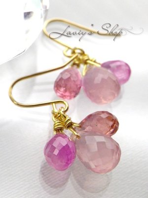 画像2: K18/3color pink gem のピアス