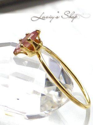 画像2: 非加熱/ブラウニッシュピンクサファイアの1粒リング(MQ)