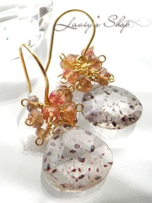 画像2: レピドクロサイトinクォーツと秋色Gemのタッセルピアス