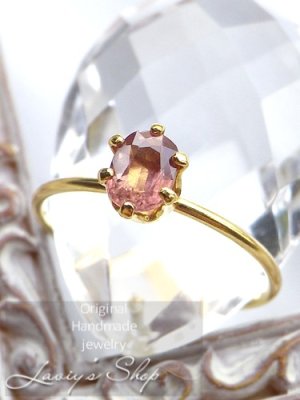 画像3: 非加熱/ブラウニッシュピンクサファイアの1粒リング(OV)