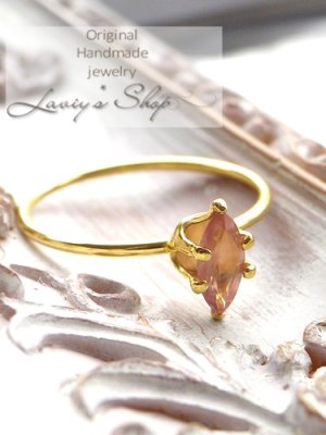 画像5: 非加熱/ブラウニッシュピンクサファイアの1粒リング(MQ)