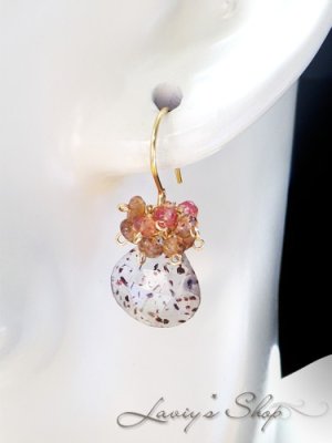 画像9: レピドクロサイトinクォーツと秋色Gemのタッセルピアス