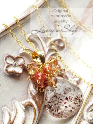 画像2: レピドクロサイトinクォーツと秋色Gemのタッセルネックレス