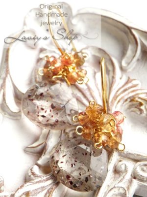 画像6: レピドクロサイトinクォーツと秋色Gemのタッセルピアス