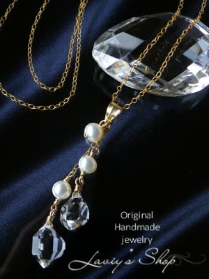 画像2: ハーキマーダイヤモンドポインターとパールのリズミカルネックレス