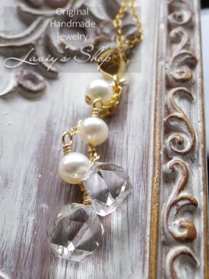 画像6: ハーキマーダイヤモンドポインターとパールのリズミカルネックレス