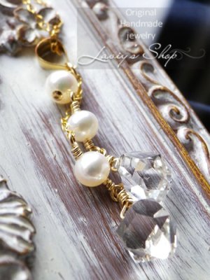 画像5: ハーキマーダイヤモンドポインターとパールのリズミカルネックレス