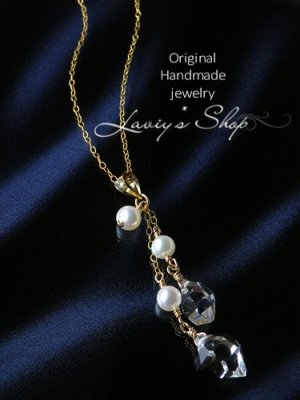 画像4: ハーキマーダイヤモンドポインターとパールのリズミカルネックレス
