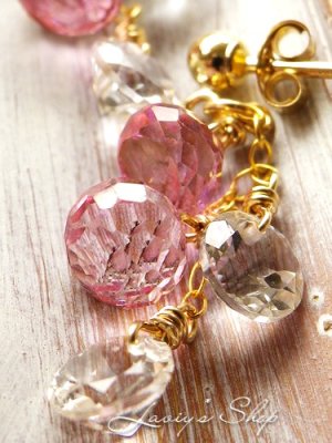 画像5: ピンク＆ホワイトトパーズのデザインピアス