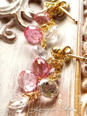 画像4: ピンク＆ホワイトトパーズのデザインピアス