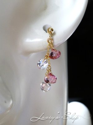 画像6: ピンク＆ホワイトトパーズのデザインピアス