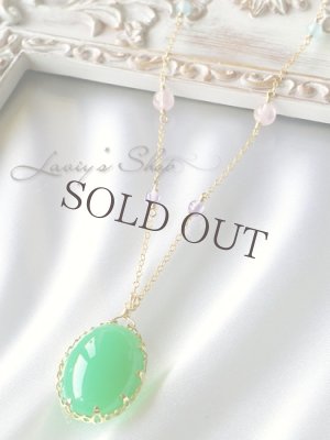 画像4: 大粒クリソプレーズと春色Gemビーズのネックレス