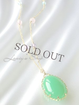 画像5: 大粒クリソプレーズと春色Gemビーズのネックレス