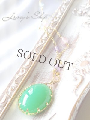 画像8: 大粒クリソプレーズと春色Gemビーズのネックレス