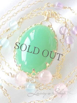 画像6: 大粒クリソプレーズと春色Gemビーズのネックレス