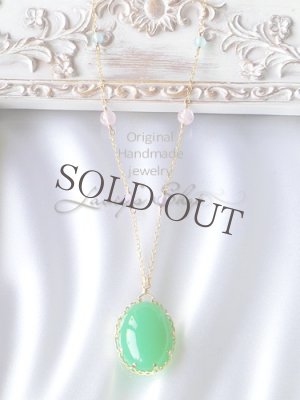 画像3: 大粒クリソプレーズと春色Gemビーズのネックレス