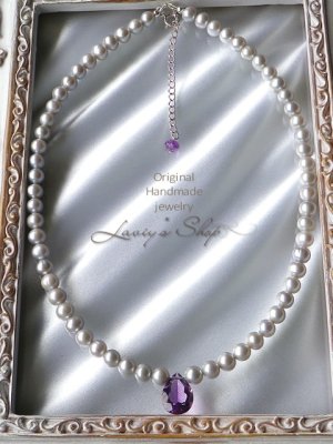 画像2: アメジストとパールのチョーカーネックレス