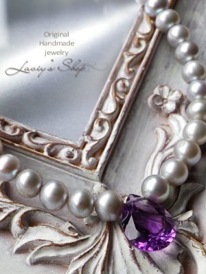 画像3: アメジストとパールのチョーカーネックレス