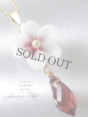 画像4: 高品質ガーネットと桜のネックレス