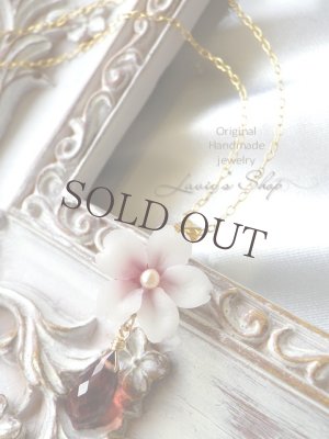 画像2: 高品質ガーネットと桜のネックレス