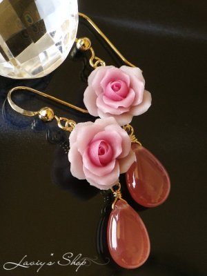 画像2: ペルー産インカローズと薔薇のピアス