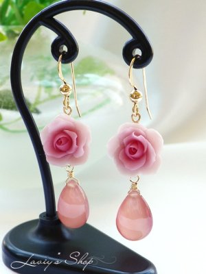 画像6: ペルー産インカローズと薔薇のピアス