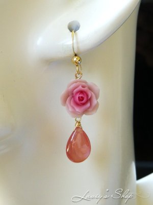 画像7: ペルー産インカローズと薔薇のピアス